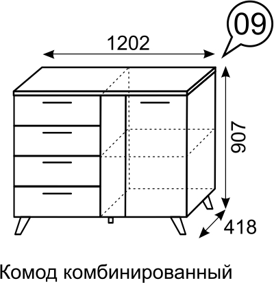 Комод комбинированный