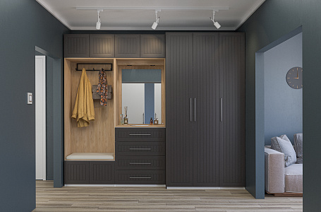 Шкаф ОТИС (Графит, МДФ, вертикальная фрезеровка)