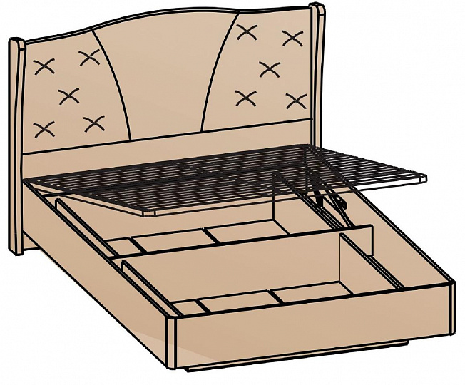 Кровать Шер с подъемным механизмом (Дуб серый) 140х200 (основание 32 мм)
