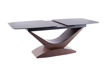 Стол обеденный SIGNAL DOLCE Ceramic эффект серого мрамора/орех 180-240/95