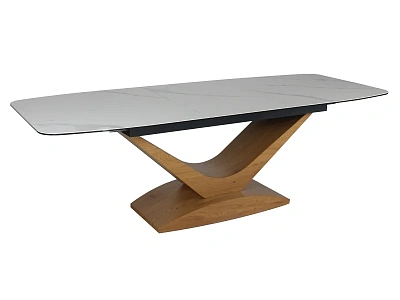 Стол обеденный SIGNAL DOLCE Ceramic Statuario Venato белый/дуб 180-240/95